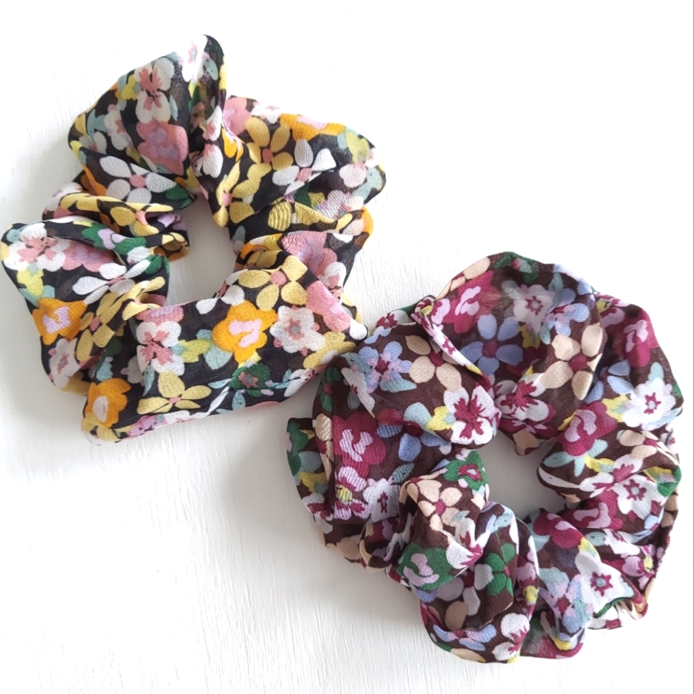 2-Pack Floral Chiffon Scrunchies